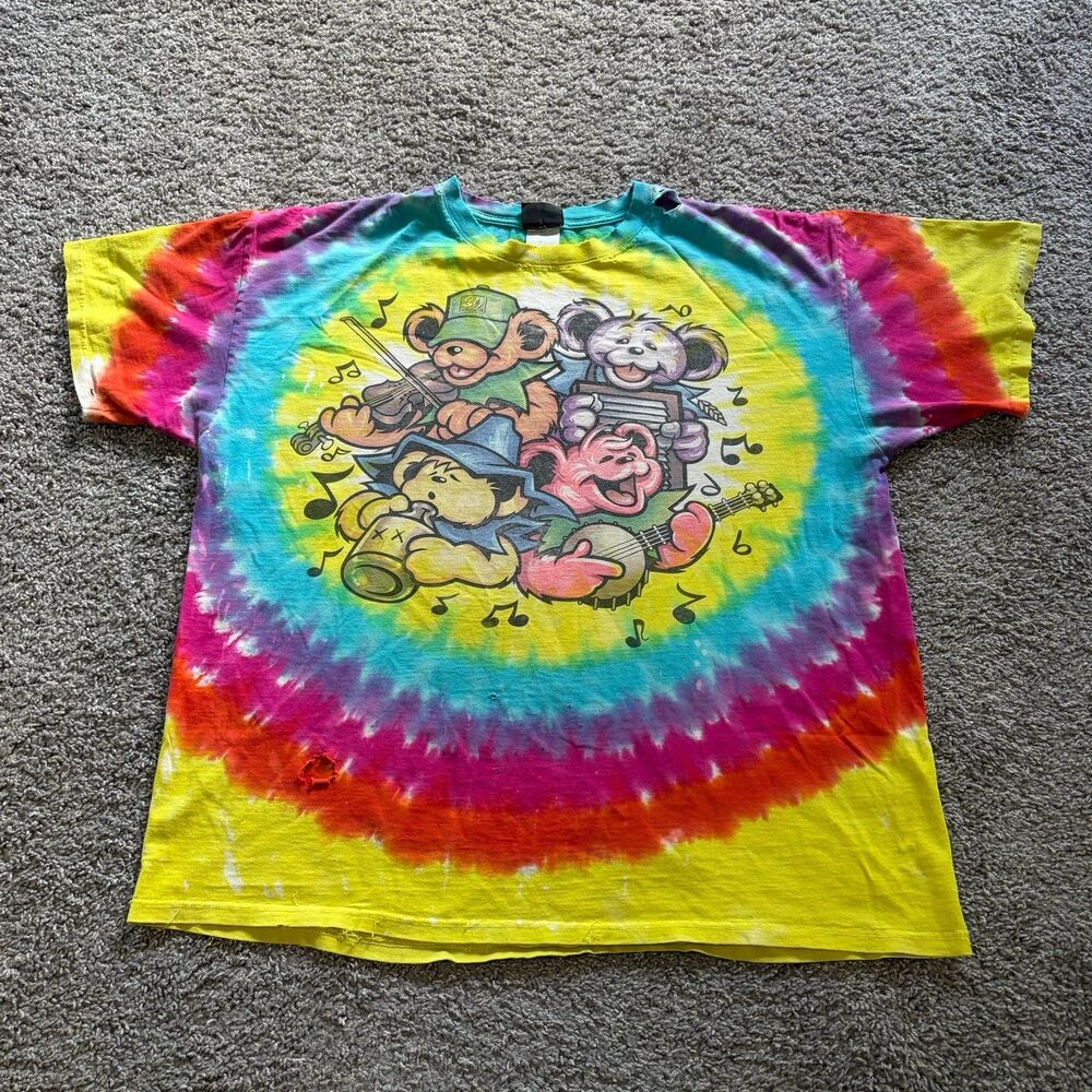Vintage Liquid Blue Grateful Dead Bears Big River Jamboree Tie Dye T-Shirt XL